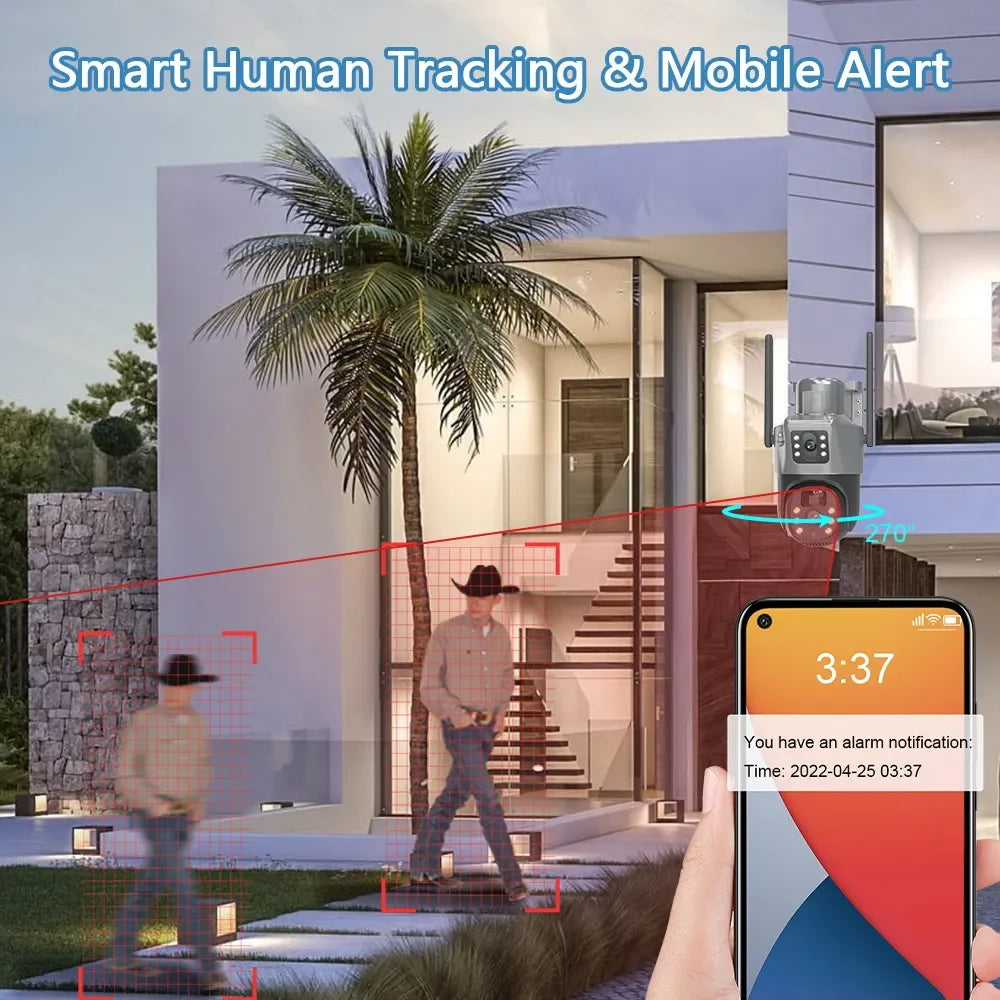 4K 8MP Dual-Objektiv PTZ Solarkamera Dual-Screen PIR Menschliche Verfolgung Outdoor WIFI Sicherheits-CTV Überwachungs-IP-Kamera