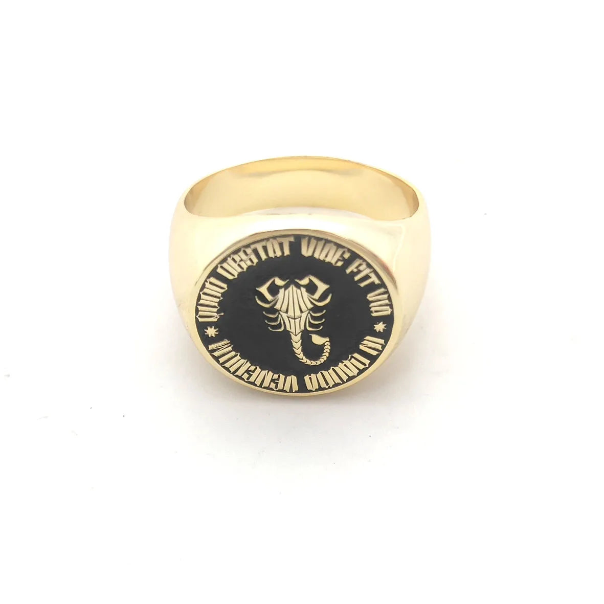 Personalisierter gravierter 17 mm runder Siegelring, gravierte Buchstaben, Logo-Ringe, modischer Kupfer-Schmuck für Herren