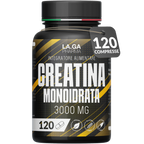Kreatin Monohydrat 120 Tabletten mit 3000 mg Kreatin pur pro Dosis. Kreatin Monohydrat für Muskelmasse und Energieschub. Kreatin vor und nach dem Training. Kreatin Made in Italy, 100% vegan | LAGA Pharma. LAGA Healthy. LA.GA |