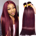 Weinrot #99J Remy Echthaar Weave 16-28 Zoll lang, seidig glatt, unbehandeltes reines brasilianisches Haar, Haartressen-Extensions für Frauen