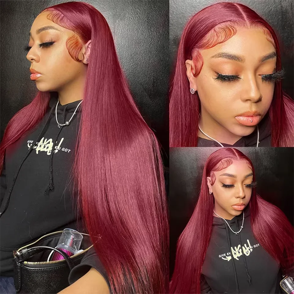 Weinrot #99J Remy Echthaar Weave 16-28 Zoll lang, seidig glatt, unbehandeltes reines brasilianisches Haar, Haartressen-Extensions für Frauen