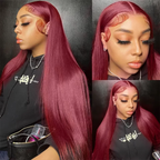 Weinrot #99J Remy Echthaar Weave 16-28 Zoll lang, seidig glatt, unbehandeltes reines brasilianisches Haar, Haartressen-Extensions für Frauen
