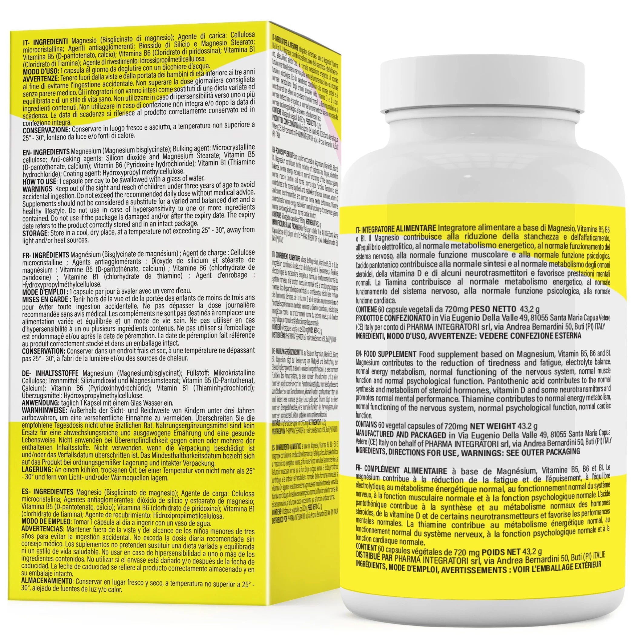 Magnesiumbisglycinat-Kapseln mit Vitamin B6, Vitamin B1, Vitamin B5 – Magnesium pur Bisglycinat bei geistiger Müdigkeit – Magnesiumbisglycinat 250 mg – Magnesiumbisglycinat