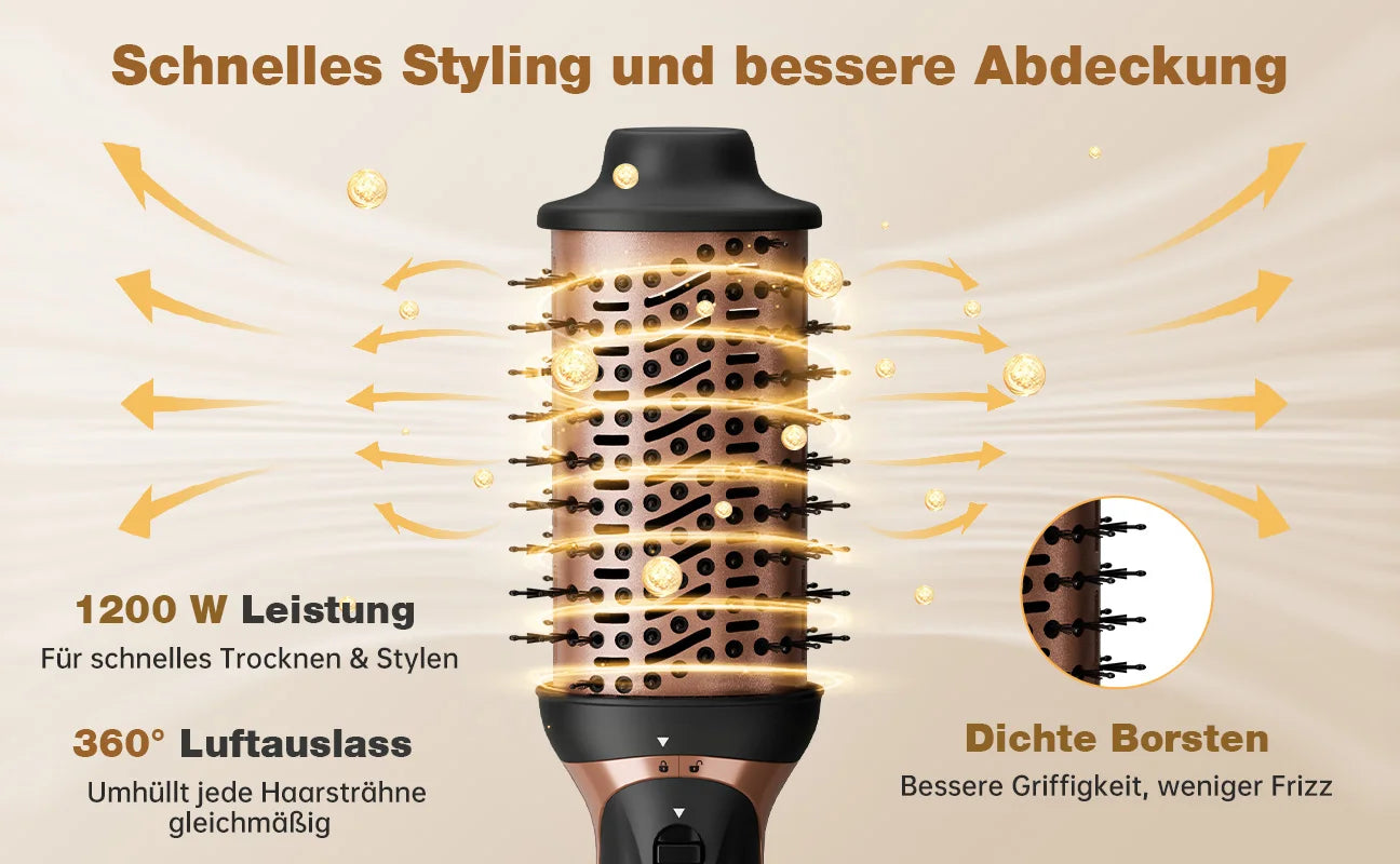 Professional 5-in-1 Hot Air Brush Set, Ionic Technology, 1200W Hair Dryer Styler Tool, 4 Heat Settings, 360° Swivel Cord