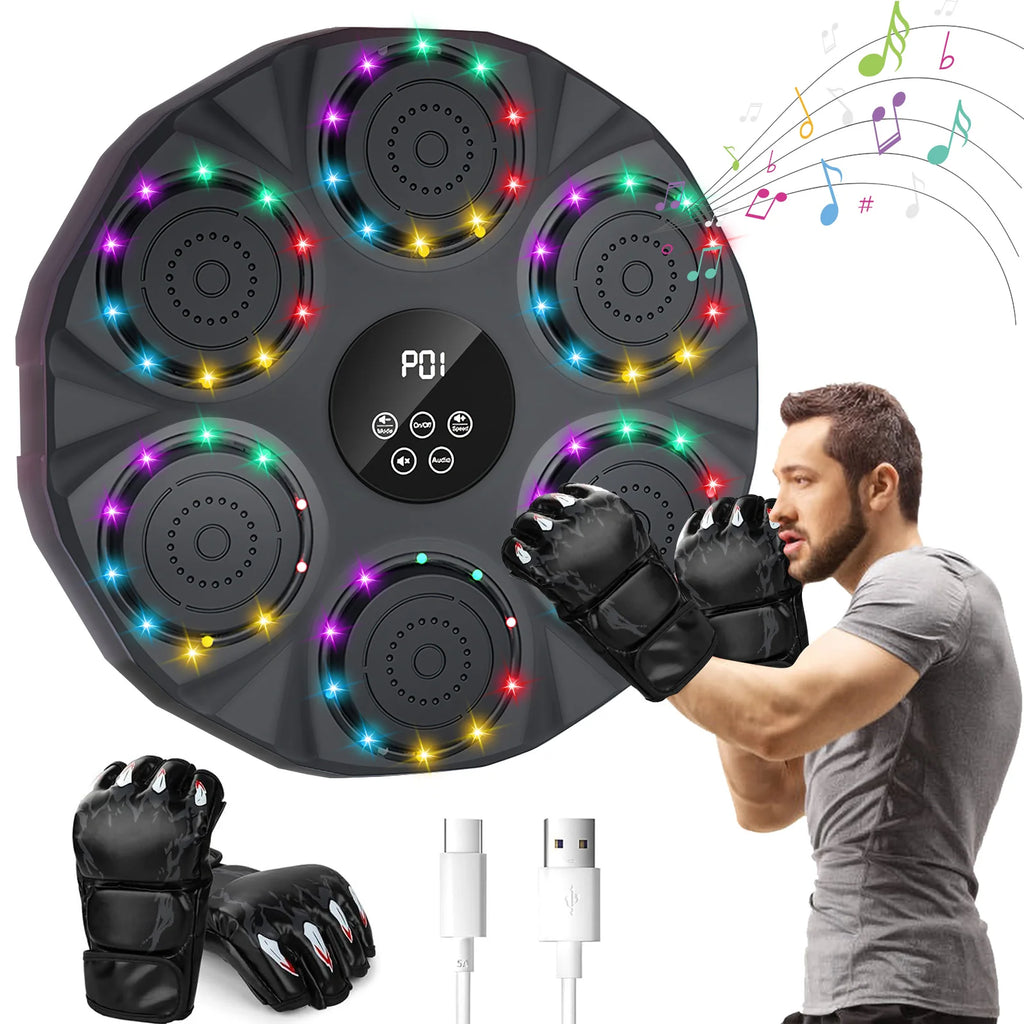 Verbesserter Smart Bluetooth Box-Trainer für Kinder mit 5-Ziel-Punktsystem, integriertem Akku und Musik für Heimfitness
