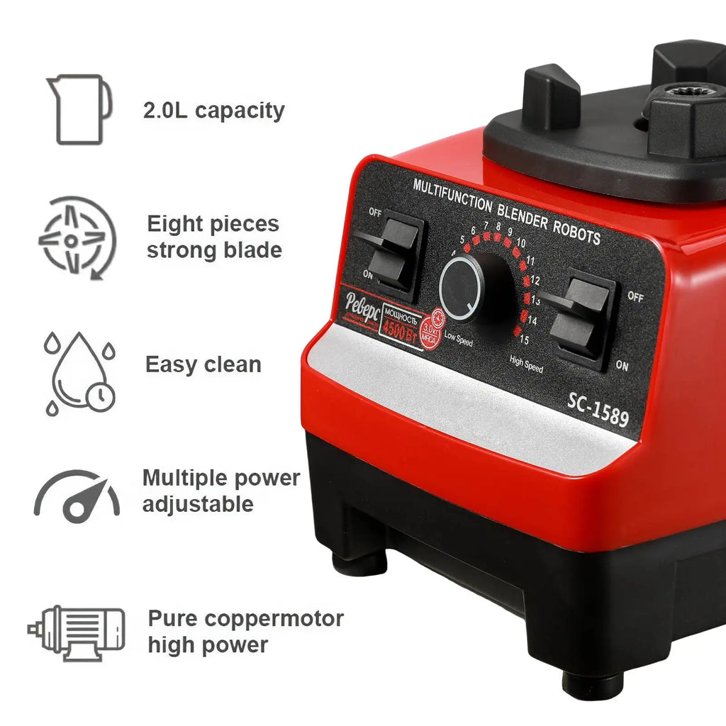 2000W Hochleistungs-Standmixer Kommerzieller Küchenmixer Entsafter Eismaschine BPA-frei