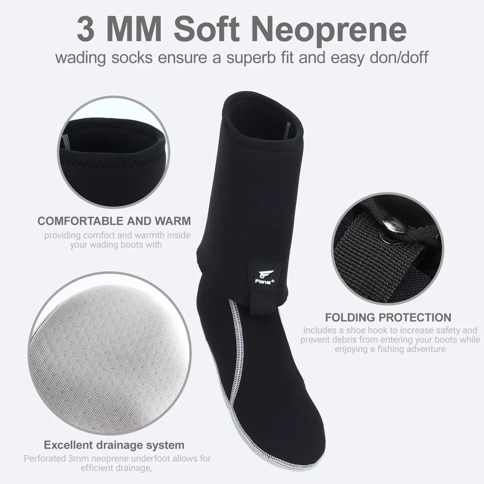 8 Fans Men's Neoprene Wading Socks for Fishing – Guard and Comfortable Wet Wader Sock