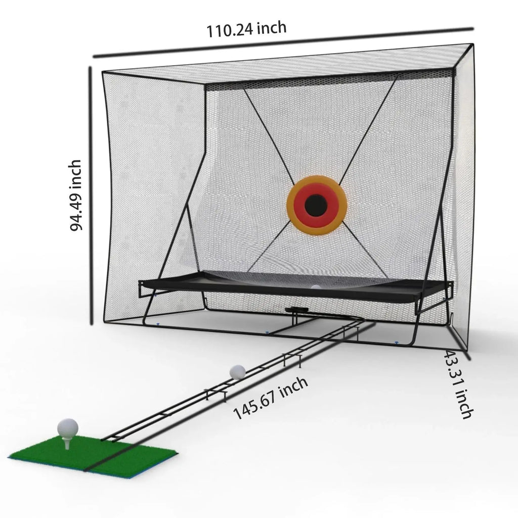 Golf-Trainingsnetz mit Ballrückführung und Ballfangtuch, großes Golftrainingsgerät mit Tragetasche für Chipping und Schwung, 305 x 244 cm