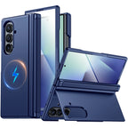 Geeignet für Magsafe, Scharnierschutz, Displayschutz, integrierter versteckter Ständer, schlanke, stoßfeste Handyhülle für Galaxy Z Fold 7 – Schwarz