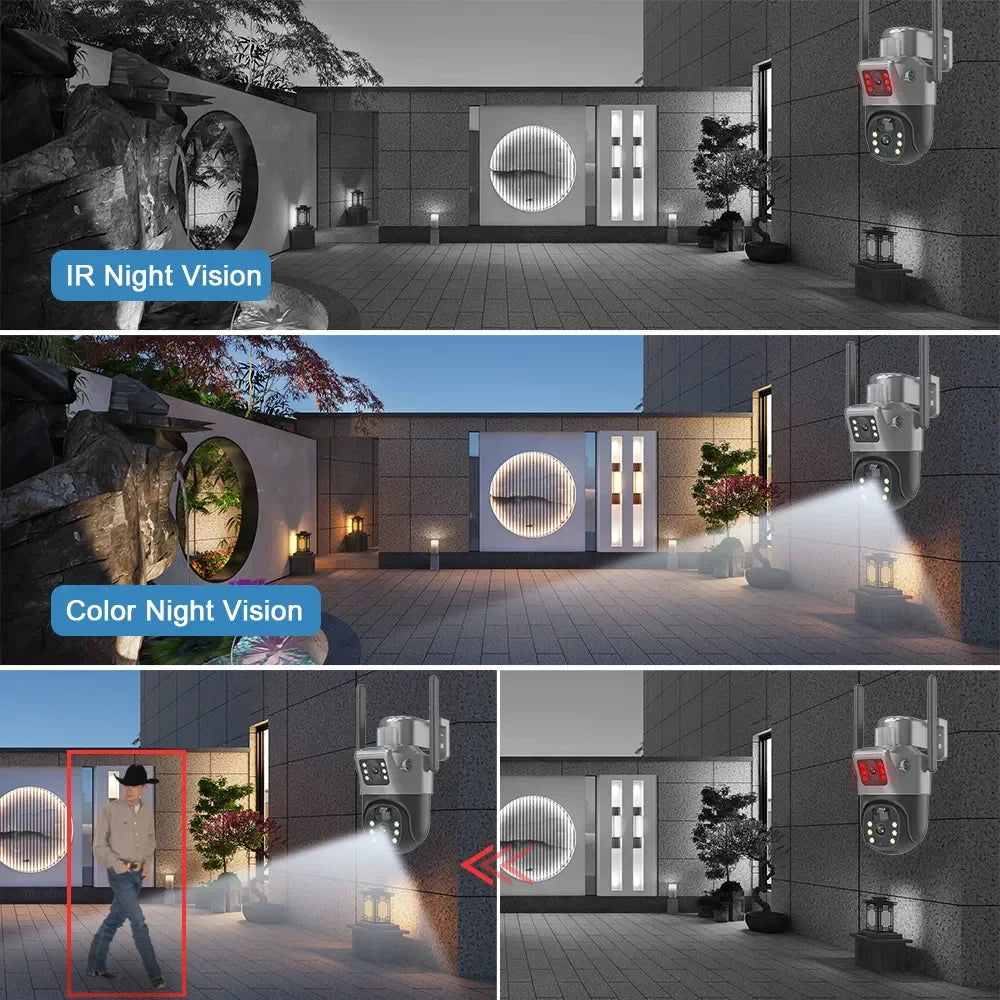 4K 8MP Dual-Objektiv PTZ Solarkamera Dual-Screen PIR Menschliche Verfolgung Outdoor WIFI Sicherheits-CTV Überwachungs-IP-Kamera