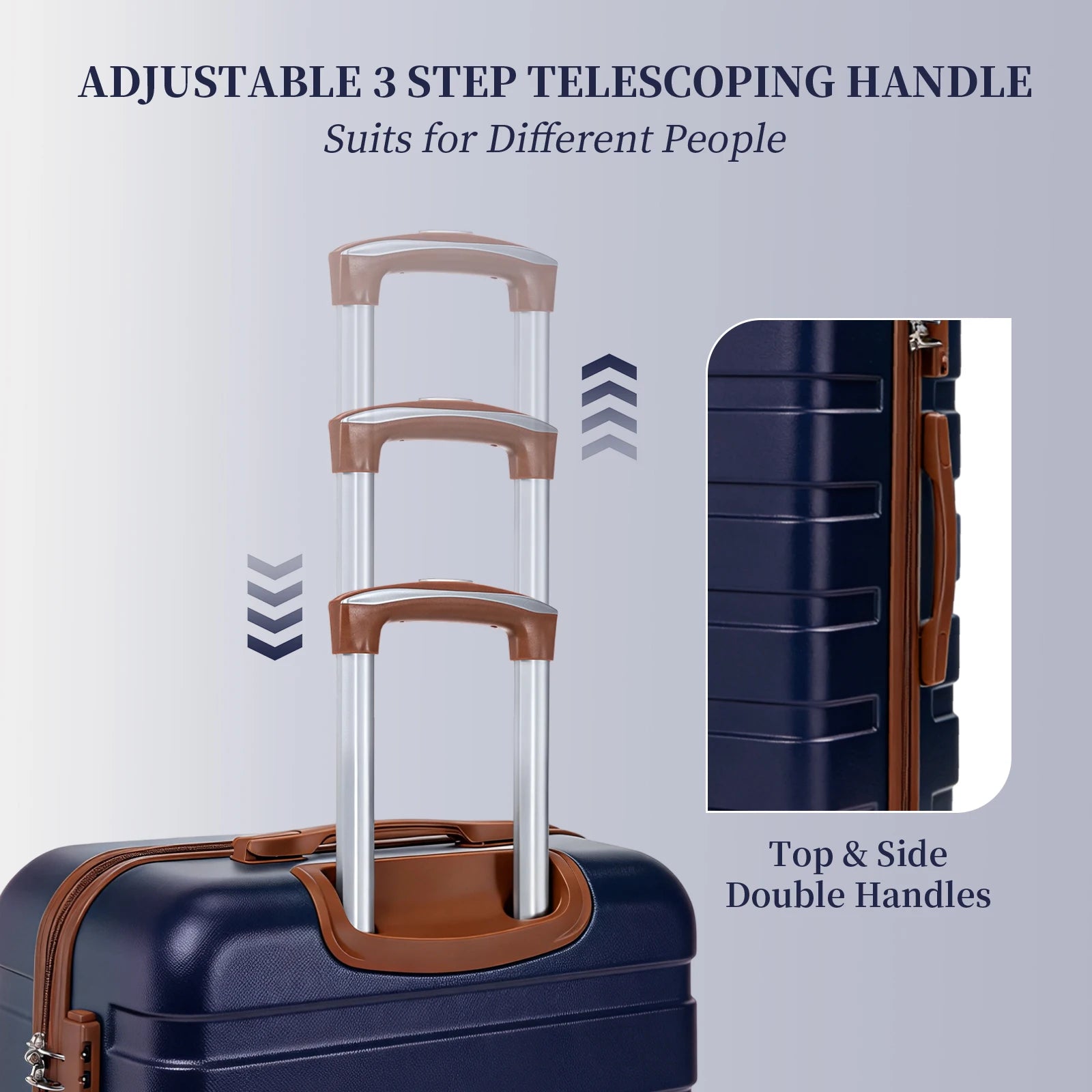 Premium 5-teiliges Hartschalen-Gepäckset, multi-Größen 20/24/28 Zoll Reise-Trolley-Koffer, leichtgängige 360°-Rollen mit TSA-Sicherheitsschloss, komplettes Reise-Set mit Handtasche & Kosmetiktasche