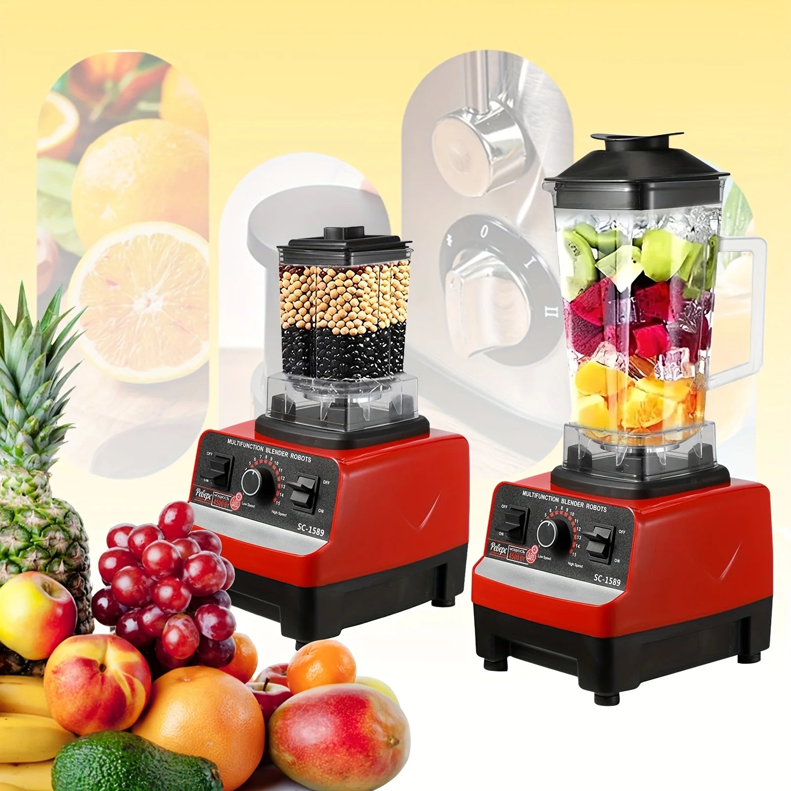 2-in-1 langlebiger Mixer, Standmixer 2000W, Mini-Milchshake-Maschine, Vertikalmixer zur einfachen Aufbewahrung, Farbe Schwarz für leichte Reinigung Hauptbild
