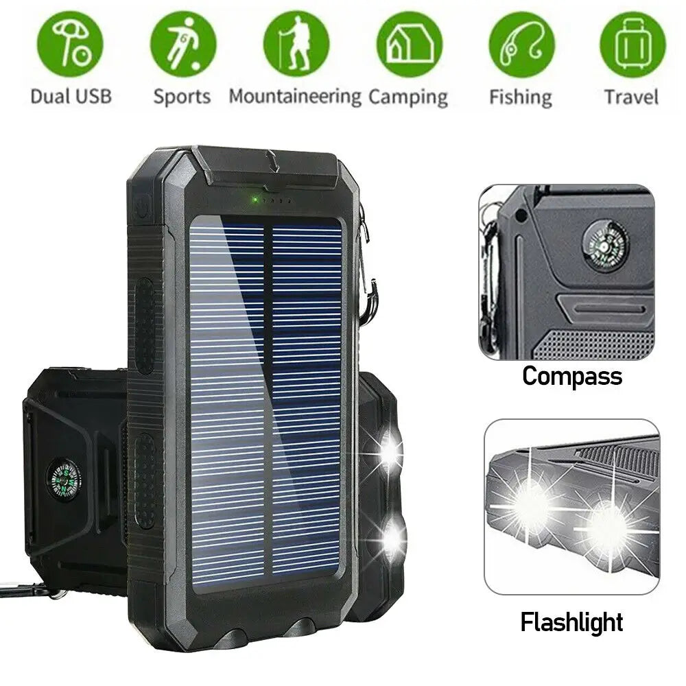 10000000mAh Solar Powerbank 2USB LED Akku Ladegerät für Mobiltelefone Hauptbild
