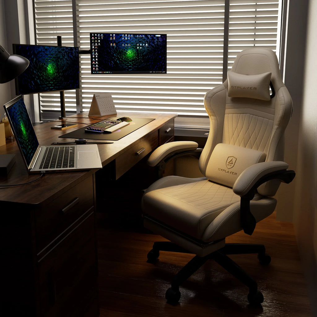 GTPLAYER Gaming Stuhl Ergonomischer Gaming-Sessel Bürostuhl PC Fußstütze Lautsprecher Musik Bürostuhl bis 150 kg