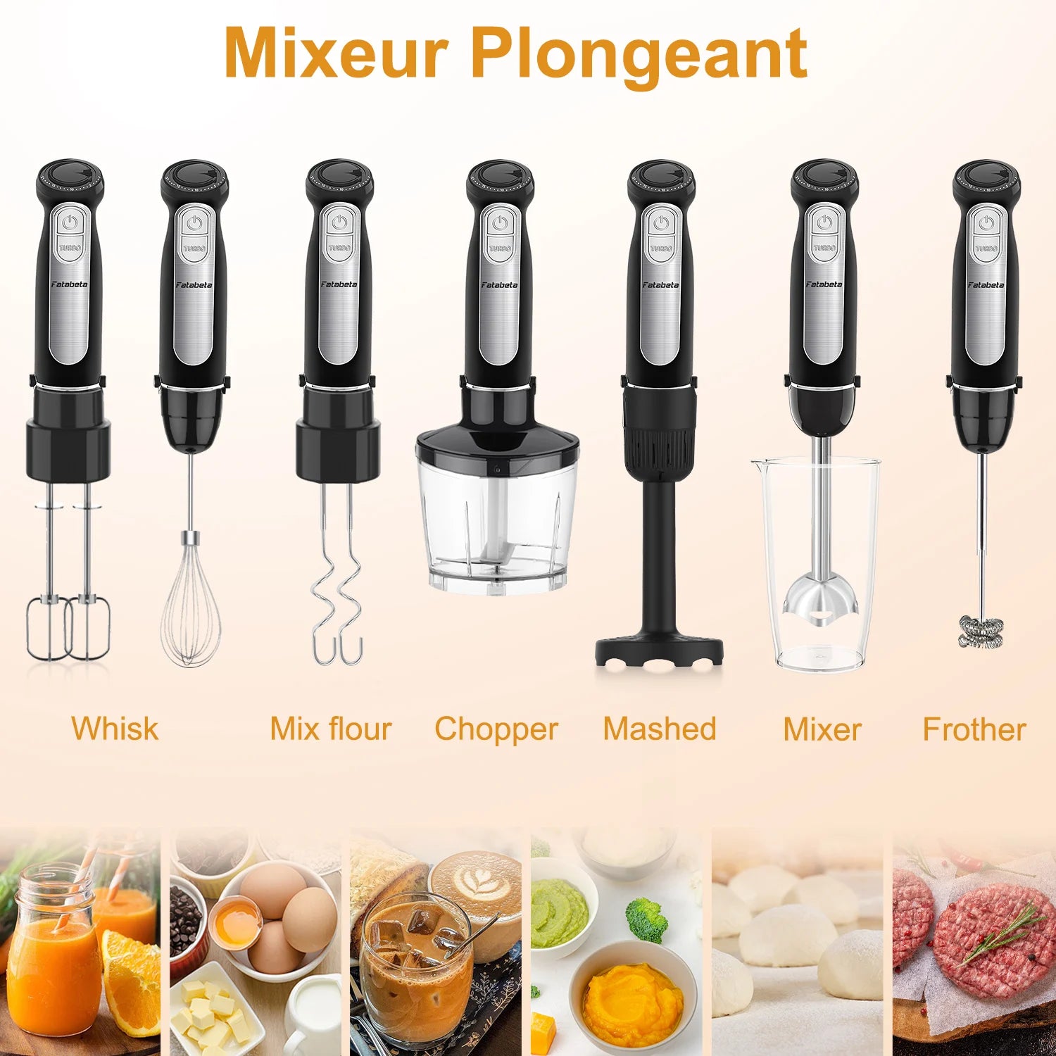 1500W 9-in-1 Stabmixer-Set, 21 Geschwindigkeiten & Turbo, inklusive Schneebesen, Zerkleinerer, Milchaufschäumer & Pürierstab zum Mixen und Pürieren Zweitbild