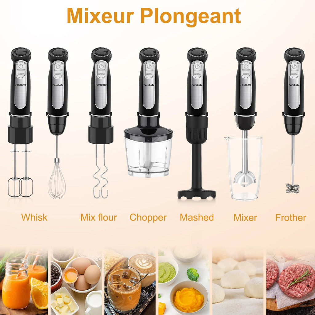 1500W 9-in-1 Stabmixer-Set, 21 Geschwindigkeiten & Turbo, inklusive Schneebesen, Zerkleinerer, Milchaufschäumer & Pürierstab zum Mixen und Pürieren