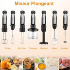 1500W 9-in-1 Stabmixer-Set, 21 Geschwindigkeiten & Turbo, inklusive Schneebesen, Zerkleinerer, Milchaufschäumer & Pürierstab zum Mixen und Pürieren
