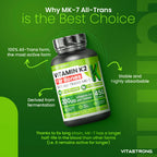 VitaStrong Vitamin K2 200 mcg, hochdosiert, 1 Tablette täglich, 450 Tabletten, Knochengesundheit, Unterstützung von Knochen und Muskeln, Nahrungsergänzungsmittel, Premium Qualität, 100% vegan und saubere Formel