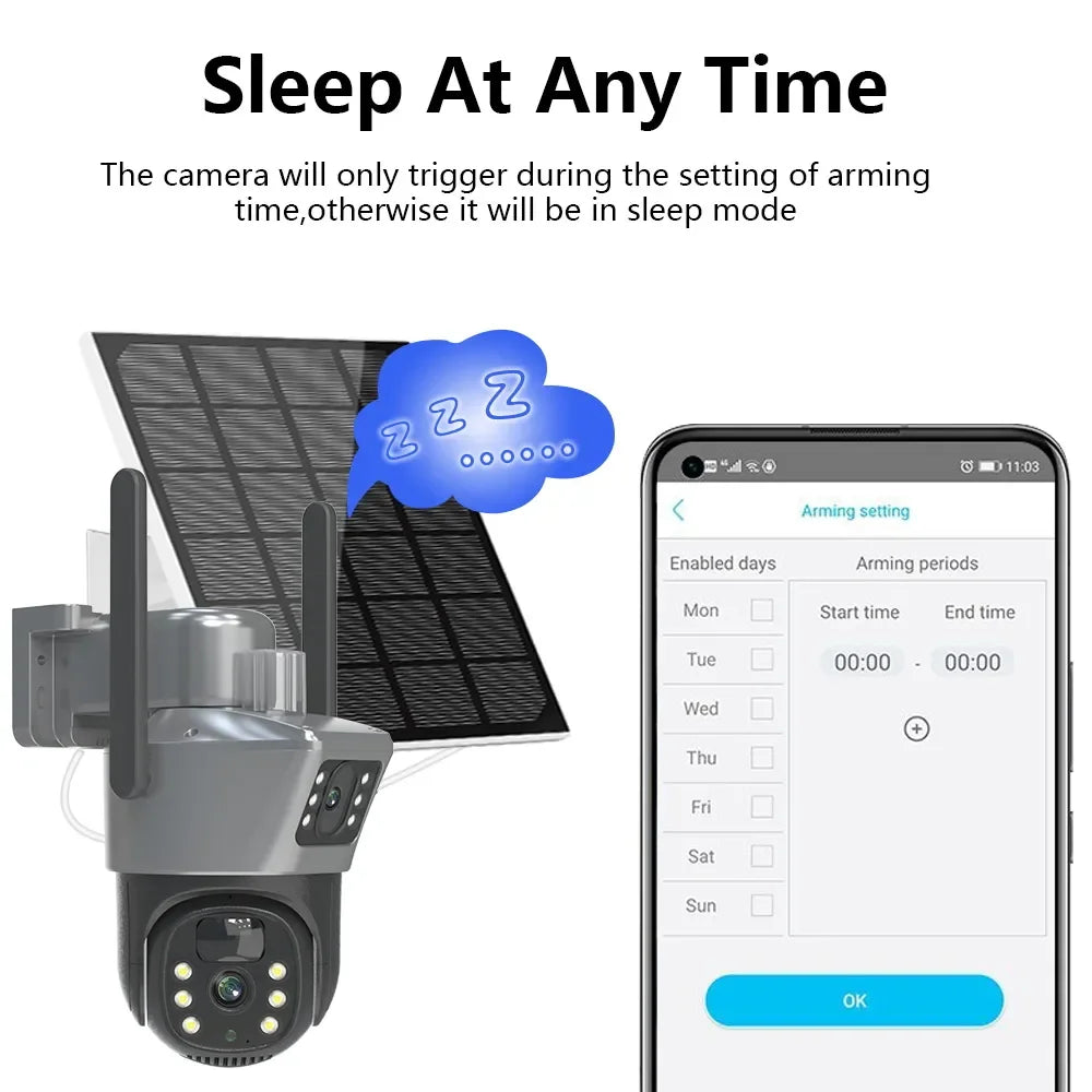 4K 8MP Dual-Objektiv PTZ Solarkamera Dual-Screen PIR Menschliche Verfolgung Outdoor WIFI Sicherheits-CTV Überwachungs-IP-Kamera