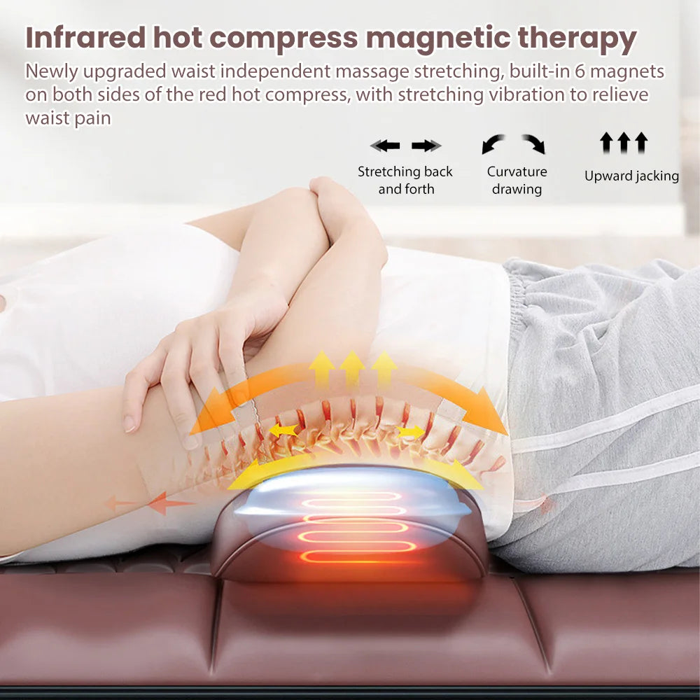 Multifunktionale Lendenwirbel-Traktions-Massage-Matratzenauflage Ganzkörper-Elektro-Schulter-Nacken-Taillen-Rücken-Vibrations-Massage-Kissen