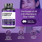 Vitamin B Komplex hochdosiert, 180 Tabletten Vitamine Gruppe B Biotin, Thiamin B1, Riboflavin B2, Vitamin B3 Niacin, B5 Pantothensäure, B6, Vitamin B12 und Folsäure