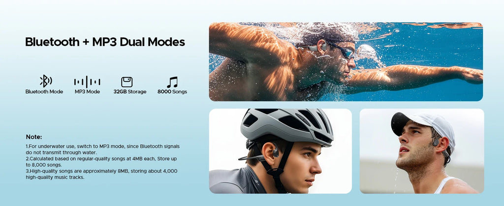 DOOGEE BoneBeat Swim Knochenschall-Kopfhörer IP68 Wasserdicht Schwimmen Open Earphones Bluetooth 5.4 Kabelloser Kopfhörer 7H Akkulaufzeit