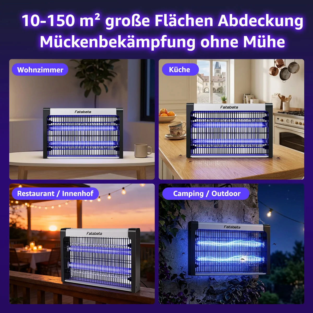 UV Mosquito Killer Lamp, Electric Insect Trap ,Quiet & Energy Saving, Wall Mount or Stand, Covers 10-150m² for Indoor O