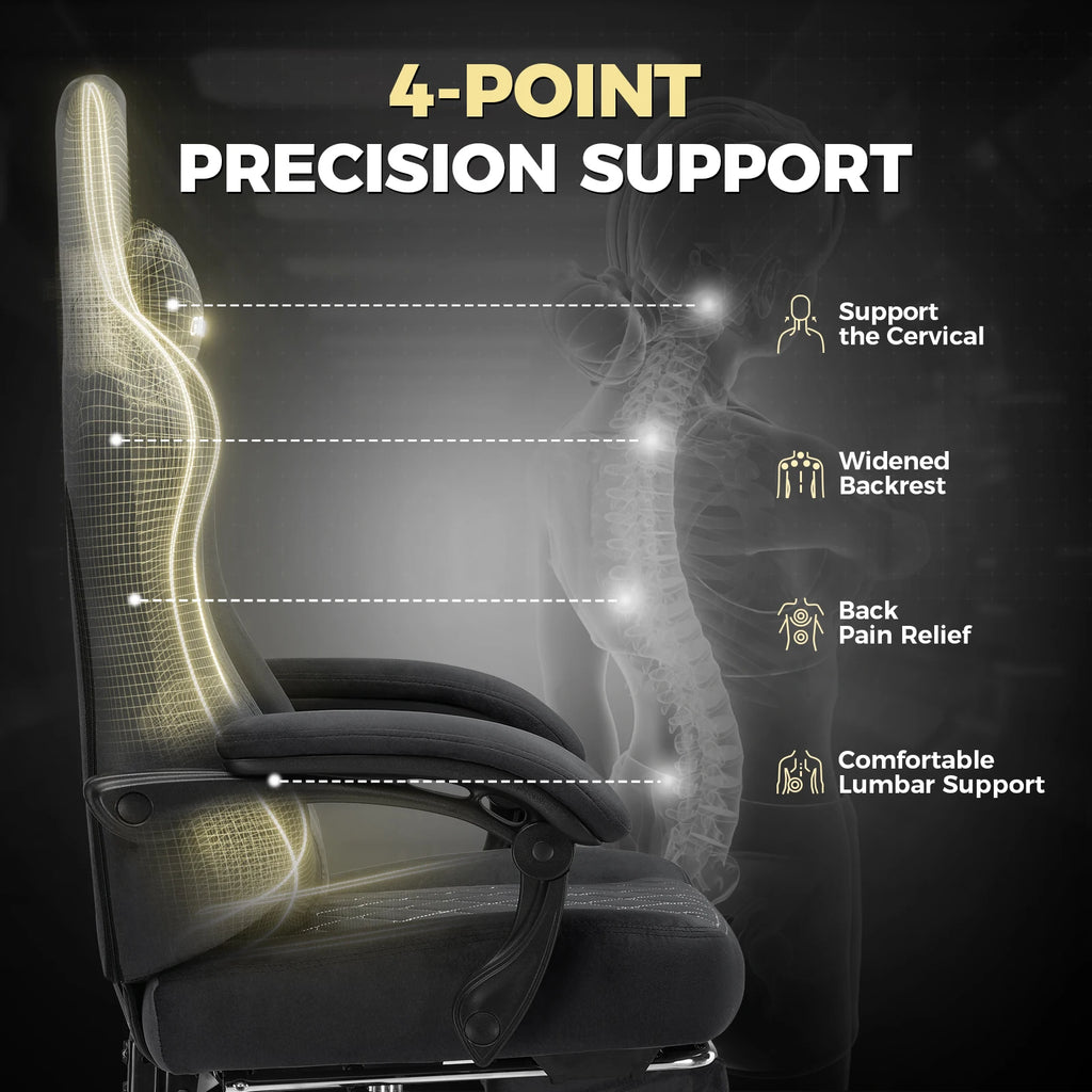 GTPLAYER Gaming-Stoffstuhl, ergonomischer Bürostuhl, PC-Stuhl, verstellbarer und drehbarer Schreibtischstuhl