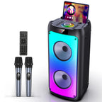Kabelloser Bluetooth-Lautsprecher, Karaoke-Maschine mit 2 Mikrofonen, Karaoke-Partylautsprecher für Zuhause mit LED-Licht