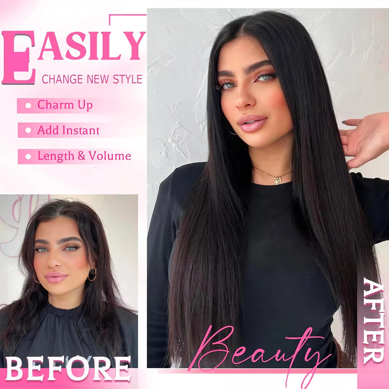 Clip-in Echthaar Extensions Glatt 100% Remy Echthaar Clip-in Extensions Unsichtbare Nahtlose Clip-ins Haarverlängerung 8 Stück Natur