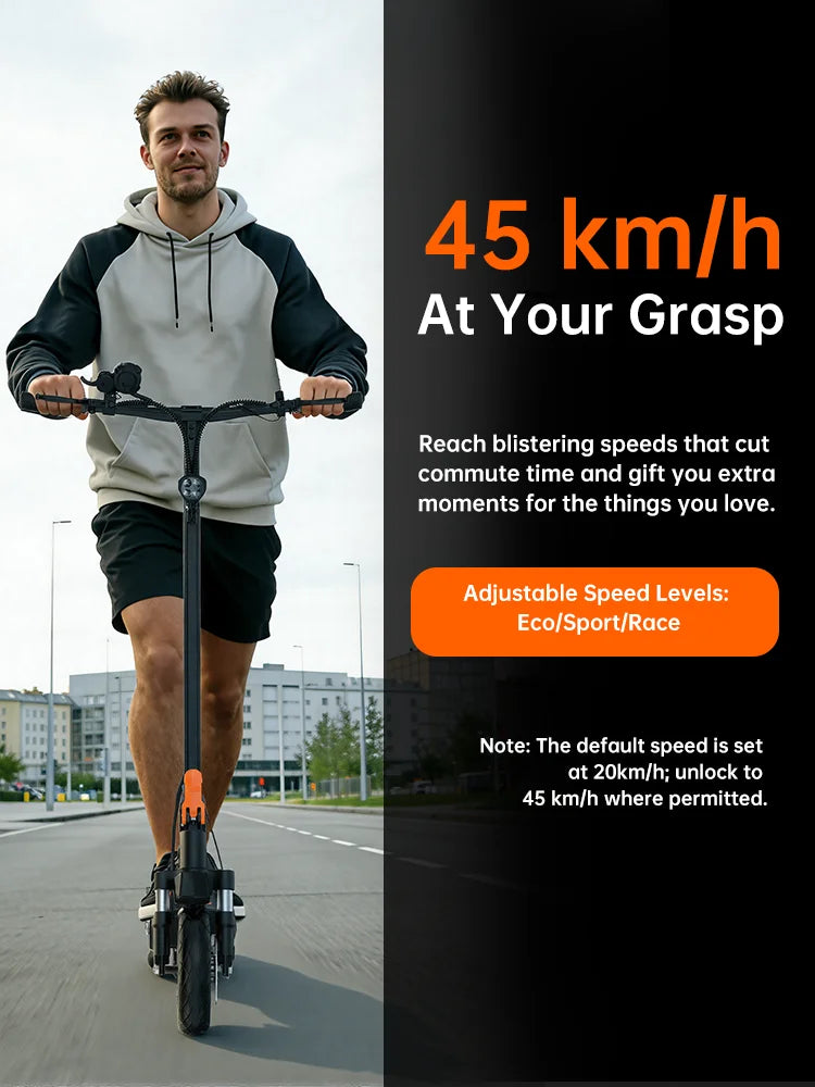 NFC Fynzo S11 Fold E-Scooter 1100W 15.6Ah 45km/h Max Speed Dual Suspension 10" Tubeless Tires 60km Range Front Suspension Fork