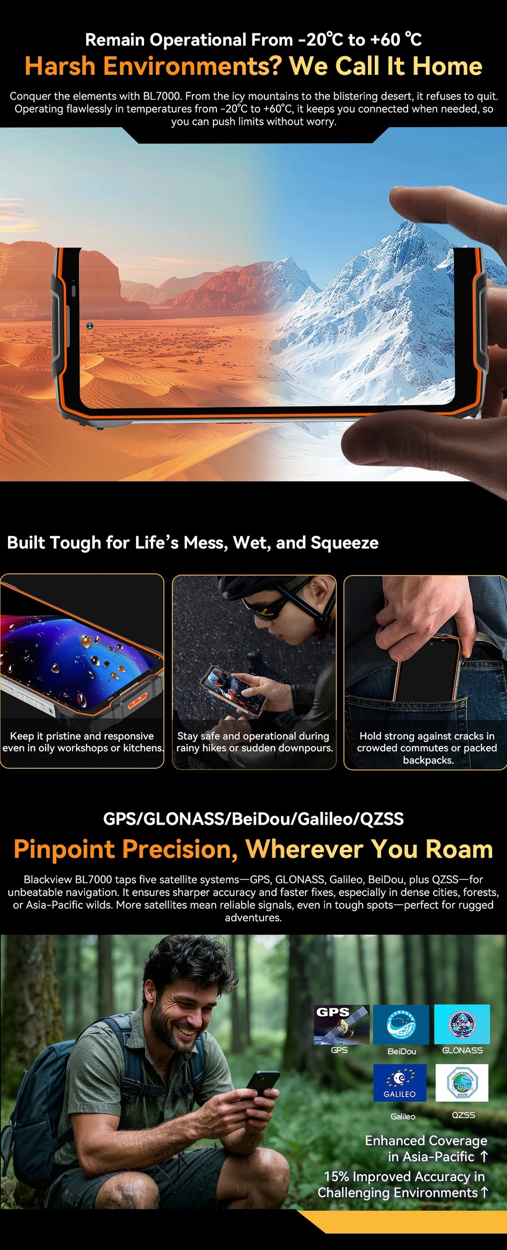 Blackview BL7000 KI 5G Outdoor-Smartphone Android 15, MTK 6300, 6,78" FHD+ 120Hz, 7500mAh/33W, Robustes Smartphone Dual SIM NFC/IP69K
