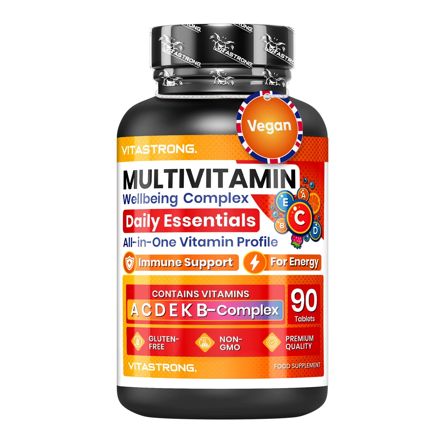 Vitastrong Complete Multivitamin Premium Qualität, 13 essentielle Vitamine hochdosiert, Multivitamin für Männer und Frauen hergestellt in Italien, reines und zertifiziertes Multivitamin-Ergänzungsmittel, Multivitamin Hauptbild