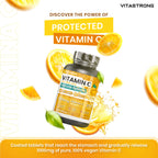 Vitastrong Vitamin C 1000mg Hochdosiert – 200 Tabletten, 100% Vegan, Retard-Ascorbinsäure zur Immununterstützung, für gesunde Haut, zur Verringerung von Müdigkeit und zur Kollagenbildung