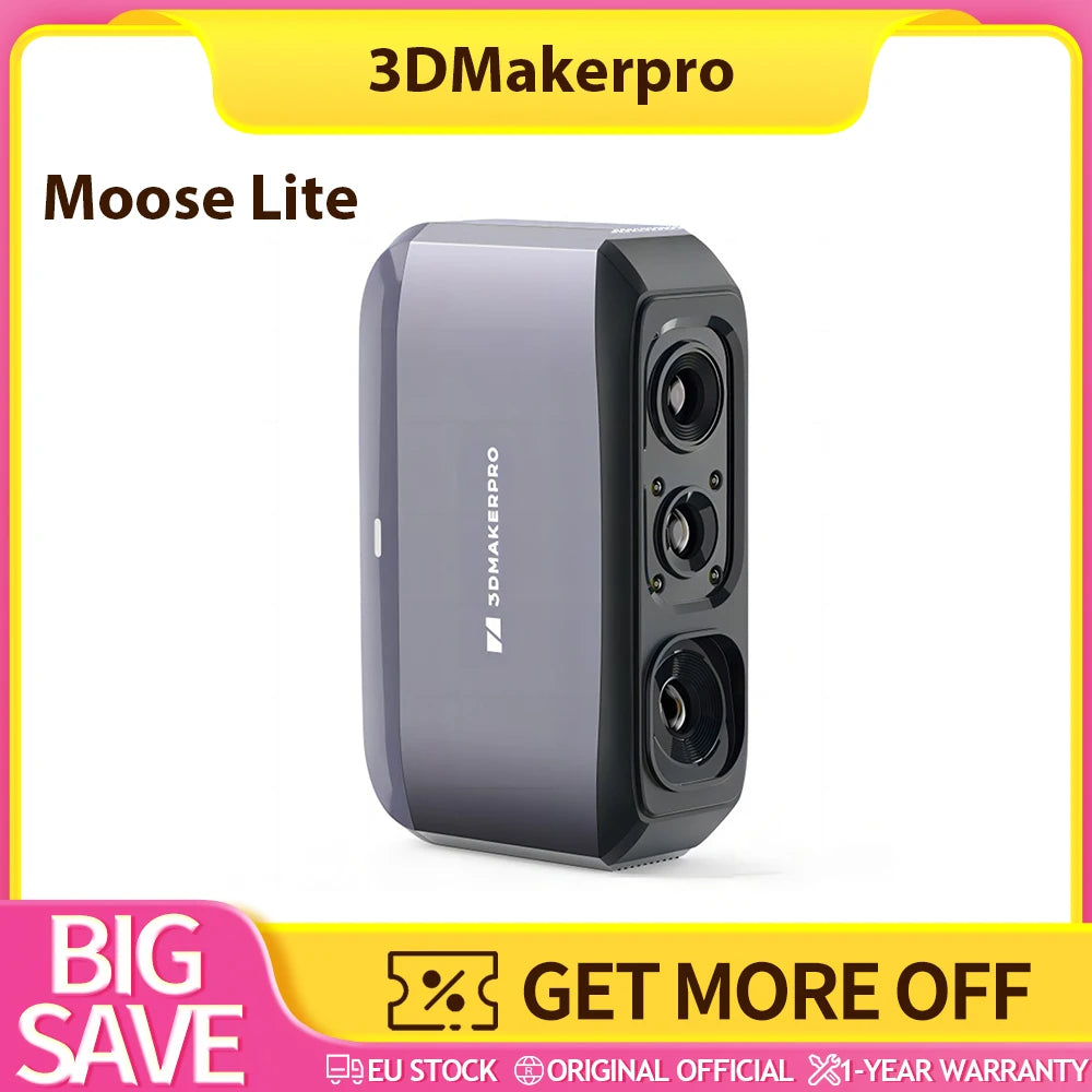 3DMakerpro Moose Lite 3D Scanner, NIR Light Source, 24-bit Color Camera, Al Visual Tracking,0.05mm Accuracy, 0.10mm Resolution