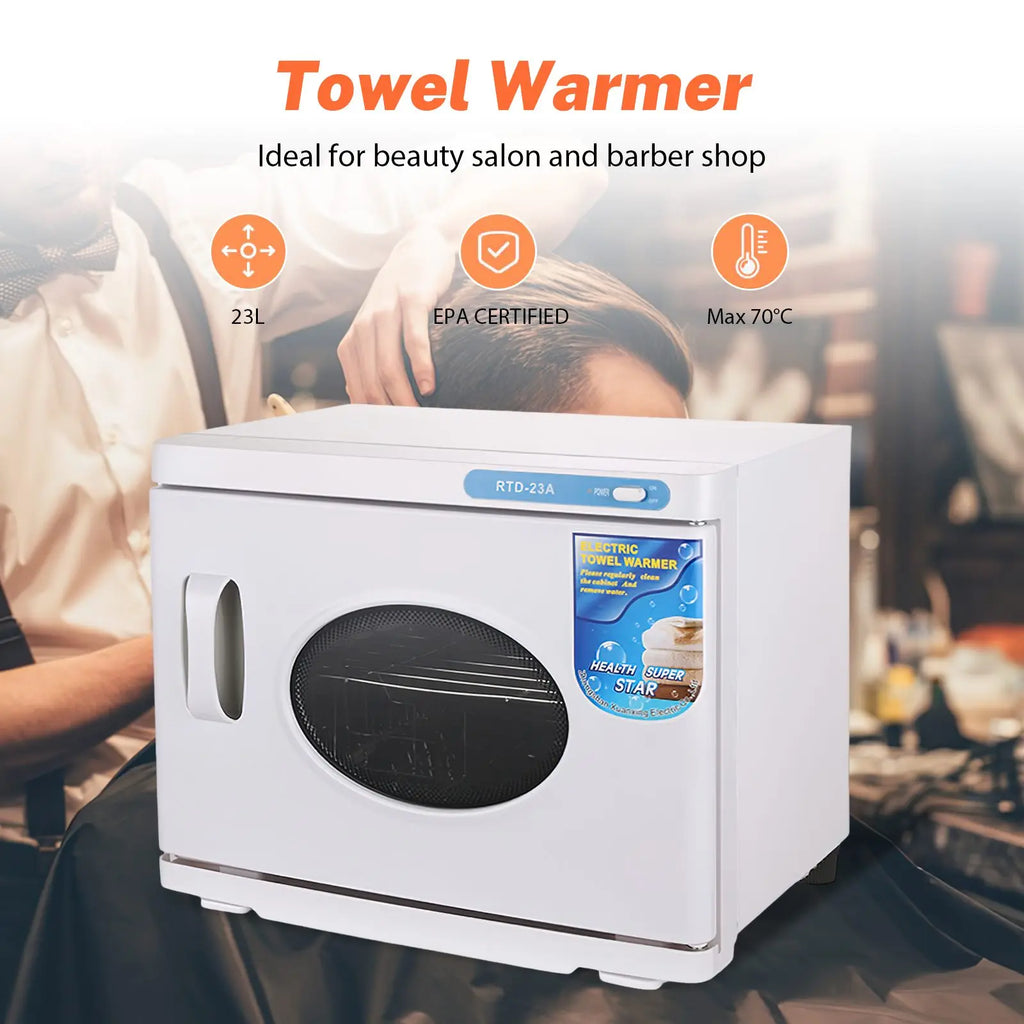 23L Handtuchwärmer & UV-Sterilisationsschrank, 200W beheizte Desinfektion mit zwei Fächern für Salon, SPA, Fitnessstudio, 70°C & UV-Reinigung