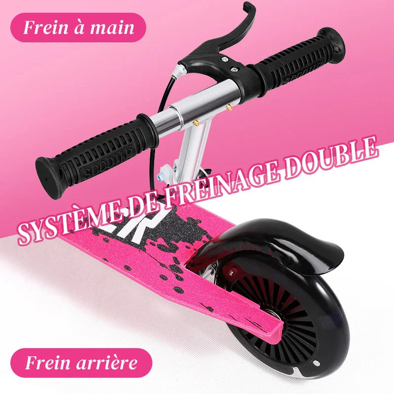 Kinder E-Scooter mit LED-Lichtern & leicht faltbarer Roller, Tri-Slider Speeder Push Scooter mit verstellbarem Lenker