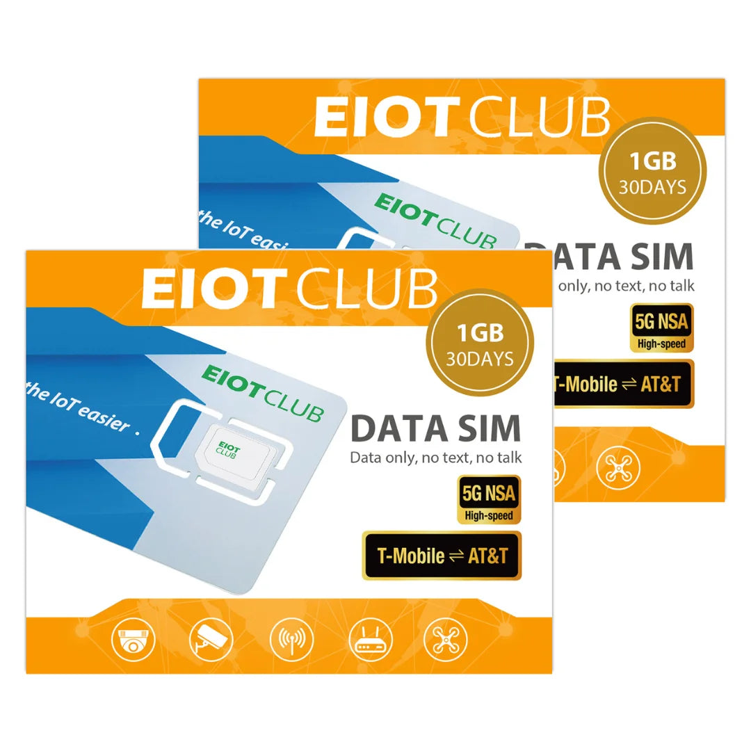 EIOTCLUB USA Prepaid SIM-Karte 1GB AT&T, T-Mobile, High-Speed-Netzwerk, Nur-Daten-SIM für Telefon, Überwachungskamera, Router, Hotspot
