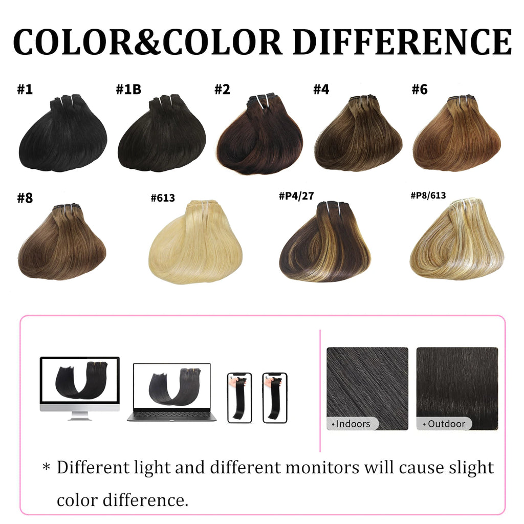 Clip-in Echthaar Extensions Glatt 100% Remy Echthaar Clip-in Extensions Unsichtbare Nahtlose Clip-ins Haarverlängerung 8 Stück Natur