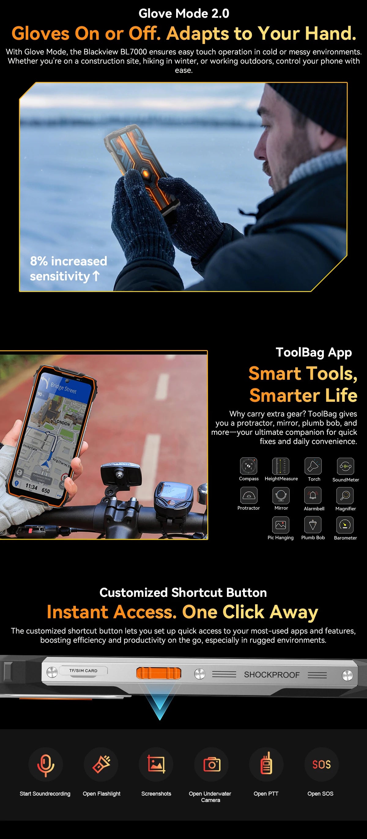 Blackview BL7000 KI 5G Outdoor-Smartphone Android 15, MTK 6300, 6,78" FHD+ 120Hz, 7500mAh/33W, Robustes Smartphone Dual SIM NFC/IP69K