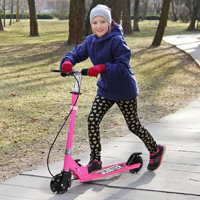 Kinder E-Scooter mit LED-Lichtern & leicht faltbarer Roller, Tri-Slider Speeder Push Scooter mit verstellbarem Lenker
