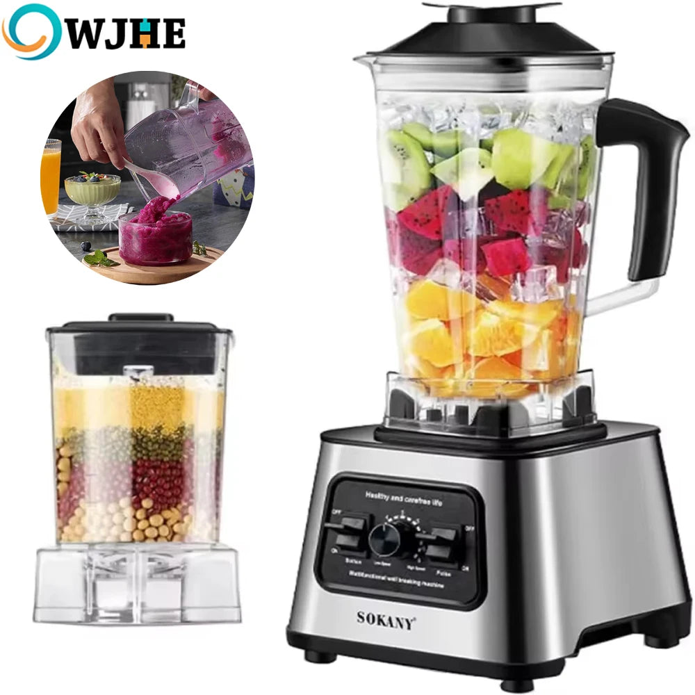 OWJHE 2700RPM 6000W Leistungsstarker Standmixer Entsafter Smoothie Maker Tischmixer 2.5L Behälter Küchenmaschine für Eis Nüsse Früchte