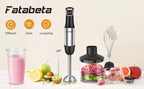 6-in-1 Handheld-Stabmixer – Edelstahl-Stabmixer mit 5 Geschwindigkeiten, Zerkleinerer, Schneebesen und Milchaufschäumer