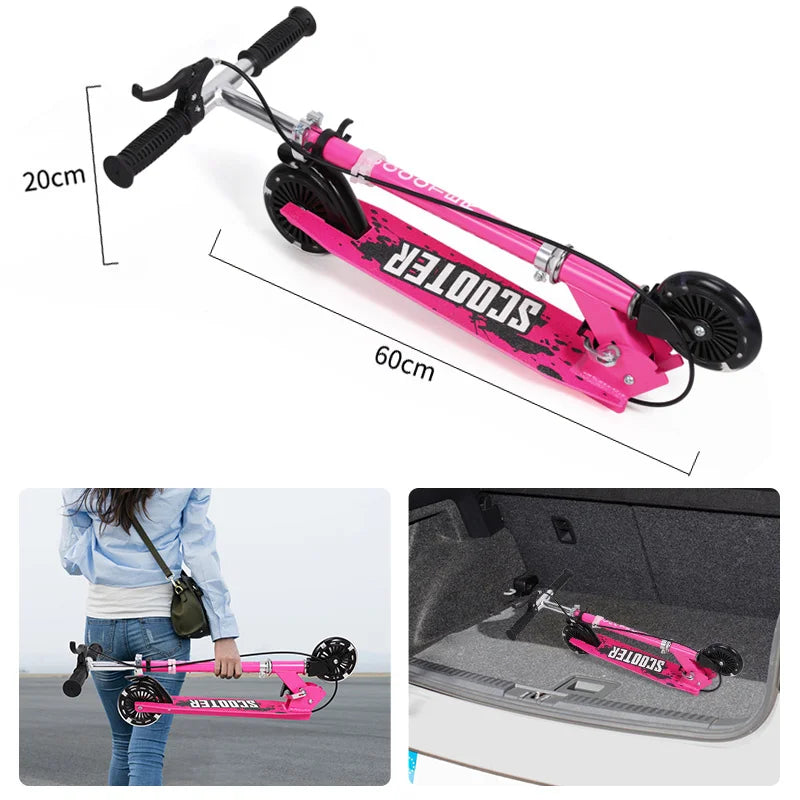 Kinder E-Scooter mit LED-Lichtern & leicht faltbarer Roller, Tri-Slider Speeder Push Scooter mit verstellbarem Lenker