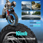 SUNNIGOO 800W Elektroroller für Erwachsene – 25 km/h hohe Geschwindigkeit, 45-55 km große Reichweite, 10 Zoll Offroad-Reifen, faltbarer Pendler-E-Scooter