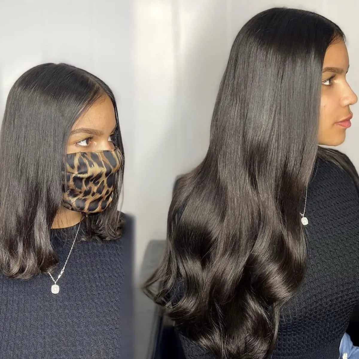 Wellenförmige Clip-in-Echthaarverlängerungen Clip Ins 120 Gramm Body Wave 18 Zoll 8 Stück Naturschwarz 100% Echthaar