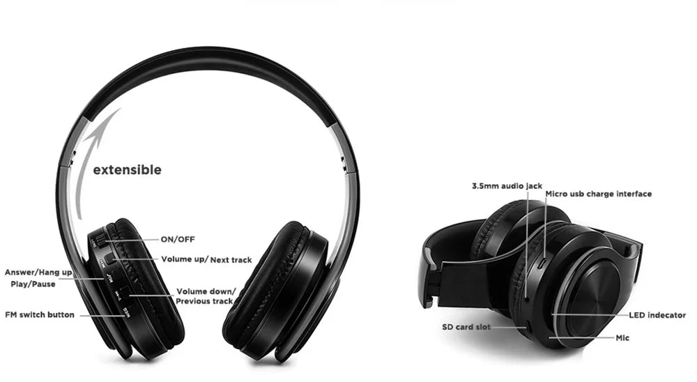 Herren Geschenk Gold Wireless Kopfhörer Bluetooth Kopfhörer Stereo Headset Spiel mit eingebautem Mikrofon, universell für Android und iOS