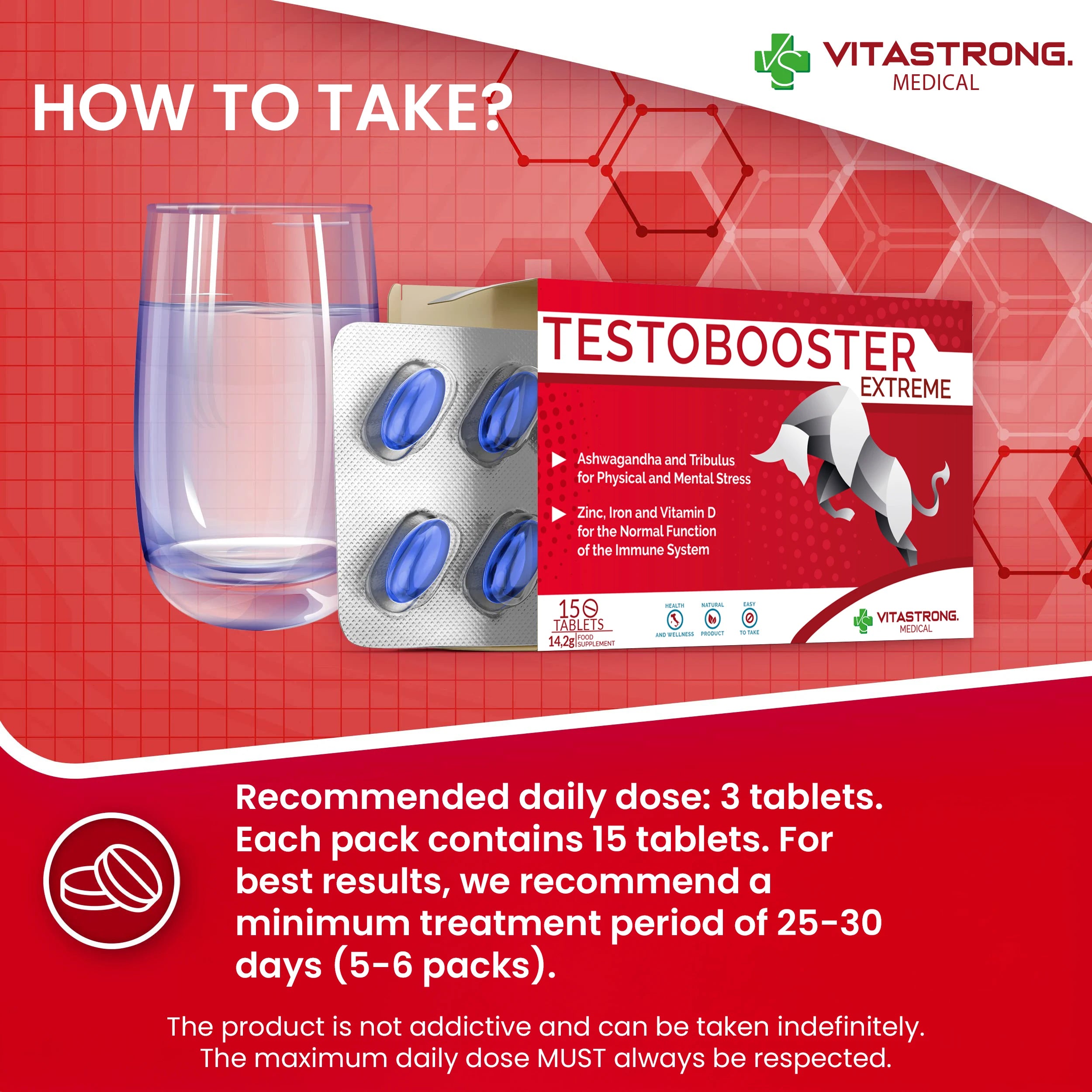Testobooster Extreme-man Nahrungsergänzungsmittel, Ultra Starke Wirkung, Steigert Leistung, Kraft und Stärke, 100% Natürlich und Sicher, Taschenpackung