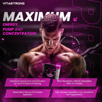 Pre-Workout Powerful 300g - Vegan Supplement with L-Citrulline, Beta-Alanine, Caffeine, Taurine, AstraGin, Panax Notoginseng, Vitastrong (24 Portions, Berries Flavor) - Made in Italy, Preworkout Supplement Powder