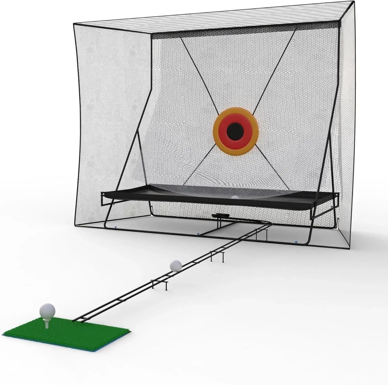 Golf-Trainingsnetz mit Ballrückführung und Ballfangtuch, großes Golftrainingsgerät mit Tragetasche für Chipping und Schwung, 305 x 244 cm